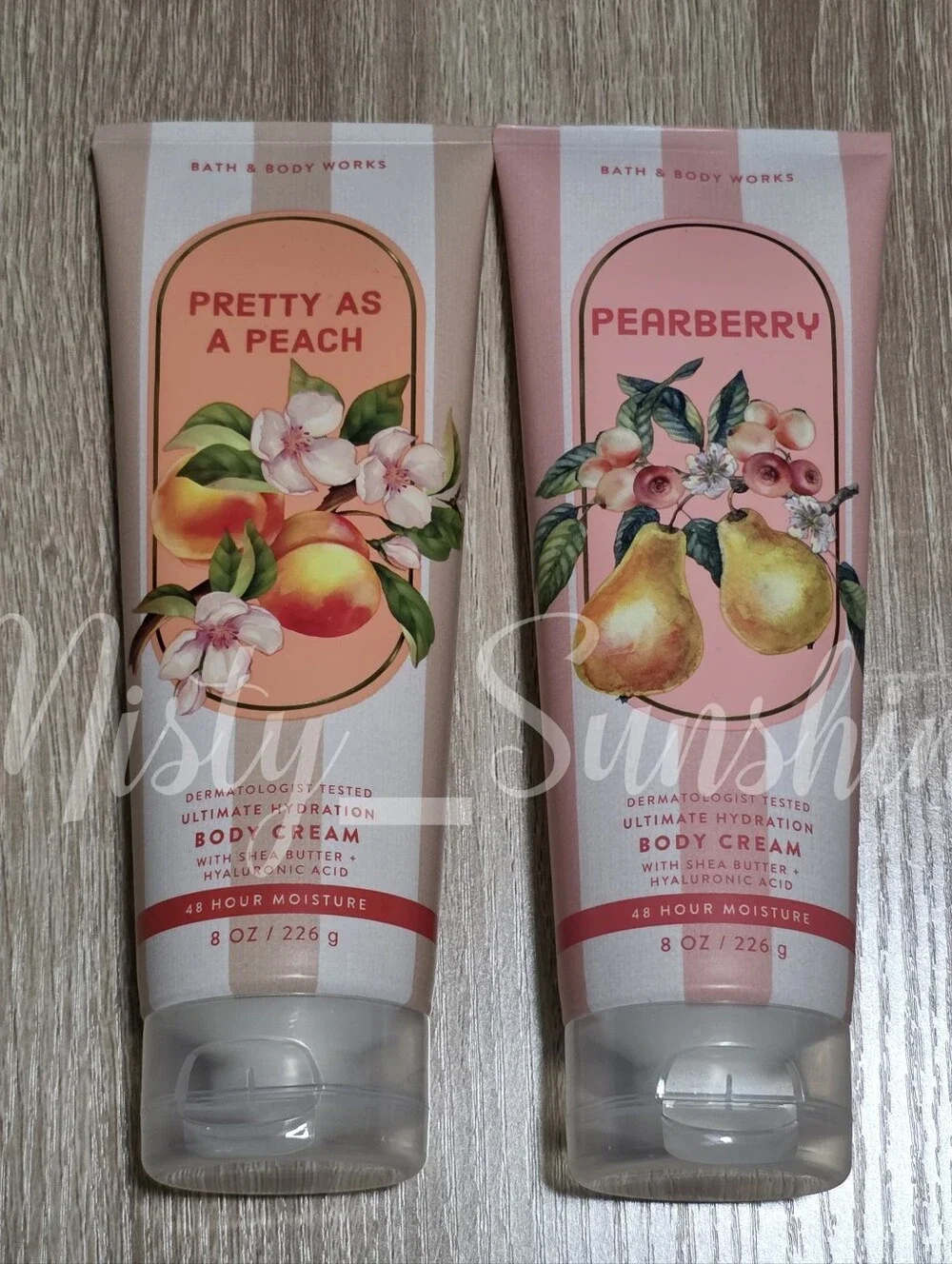 Bath & Body Works Pretty As A Peach & Pearberry Body Cream Set New RARE